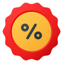 a red and yellow label with a percent symbol- Diversity