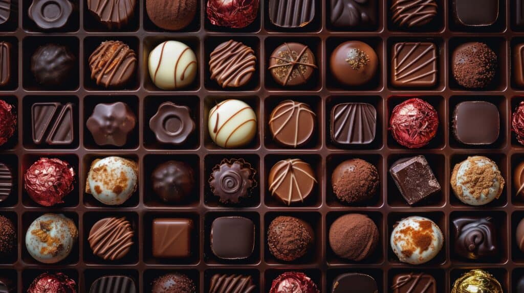 vecteezy ai generated assorted rows of different chocolate sweets 40820001