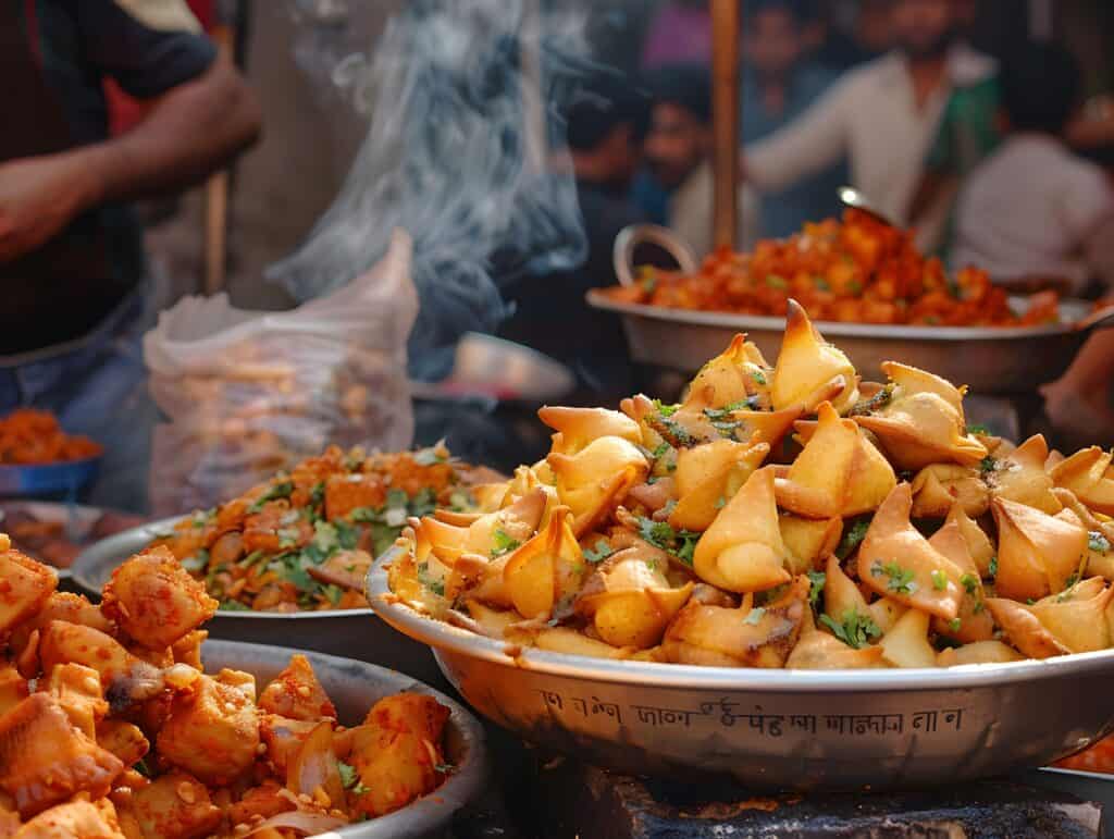 vecteezy ai generated street food in delhi chaat and samosas 41492834