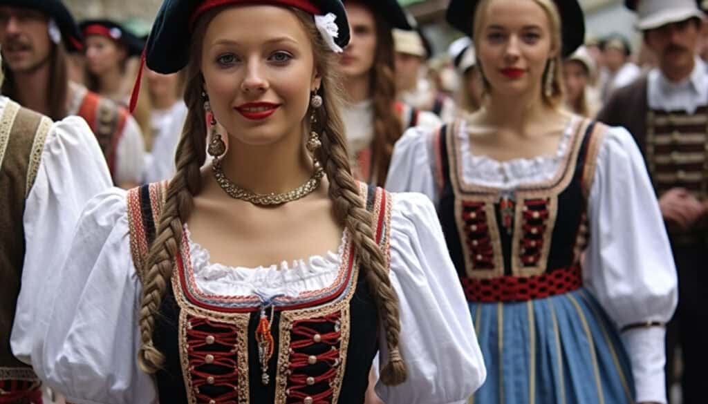 Traditional clothing, women, traditional festival, German culture generated by artificial intelligence, How Many Castles Are in Germany? Explore German Castle History