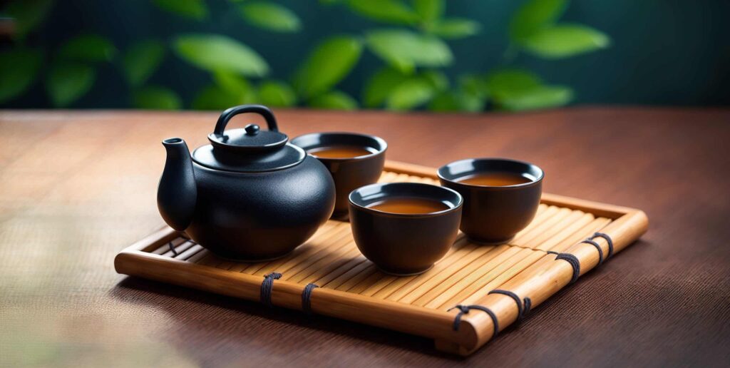 japanese tea set on bamboo mat tea ceremony. Things to Buy in Japan