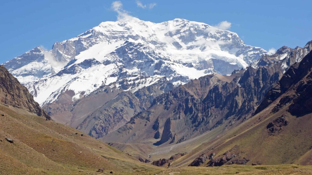 Landscape within the Aconcagua National Park, Andes Mountains, Argentina. Highest Mountain in South America.