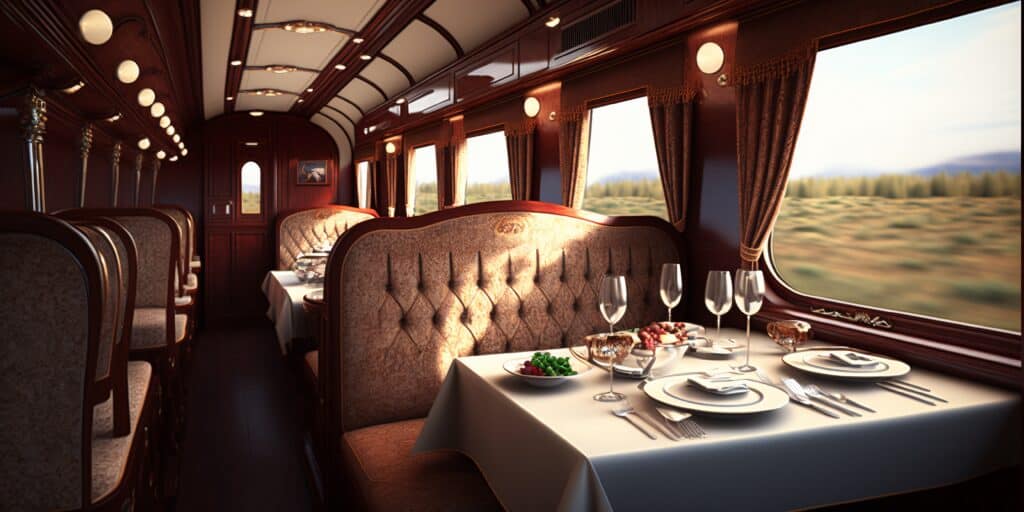 vecteezy the luxurious dining in the train with 23291644